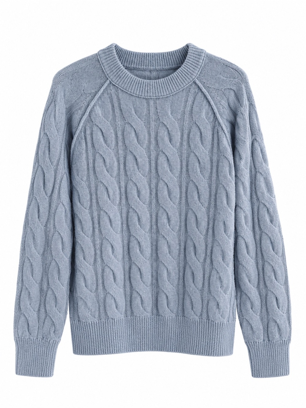 Aerie Blue Cableknit Crew Neck Pullover Soft Cozy Sweater Small